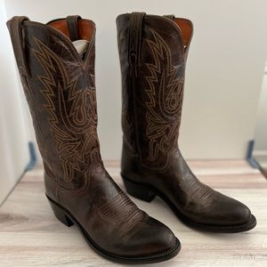 Lucchese 1883 Corbin Round toe boots Mad Dog Goat leather, 8 1/2 D, Chocolate